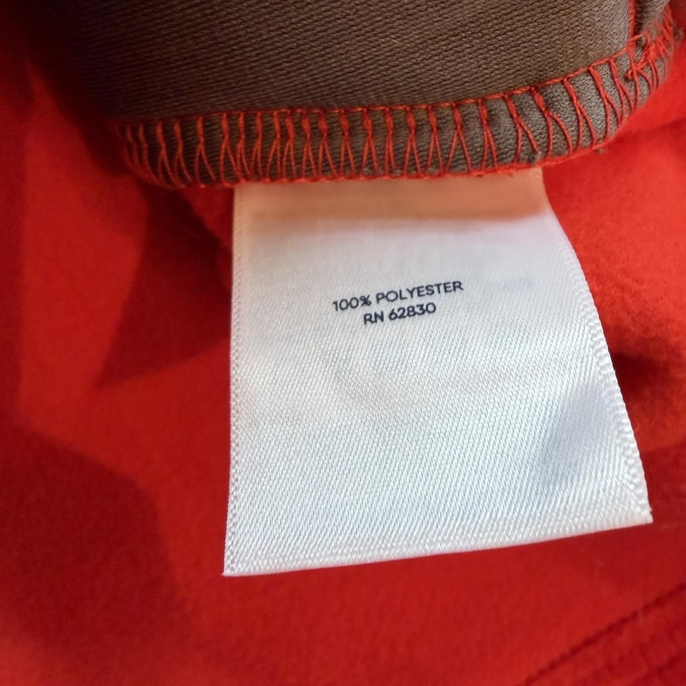 Lands' End Jacket Womens Medium Orange Fleece Full Zip Grid Knit Mid Length - Picture 9 of 9